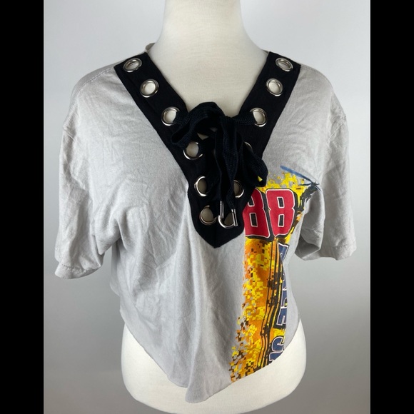 Women’s 88 Dale Jr Nascar Cropped T-Shirt Gray